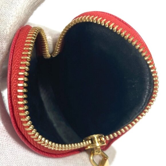 LOEWE Anagram logo heart Wallet Coin Compartment coin purse Leather Red - Picture 11 of 13